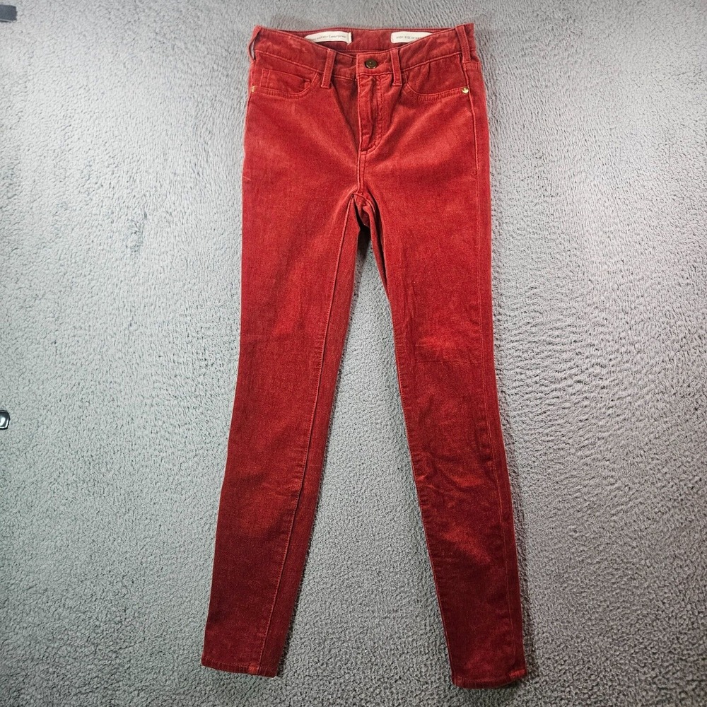 Pilcro and the Letterpress Corduroy Pants Women 26 High Rise Skinny Brick Orange